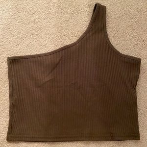 Green one shoulder crop top